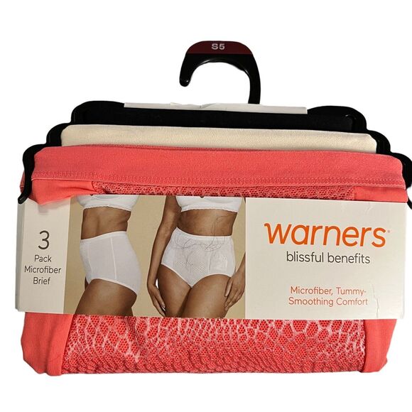 3 Pack Tummy Smoothing Brief Small Size 5 Blissful Benefits by Warner Women NEW - Picture 1 of 2